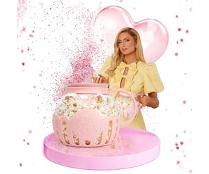 FACKELMANN Paris Hilton - Machine à pop-corn en verre borosilicate et plastique - Parfait pour pop-corn sucré et salé, 165 x 25 x 18 mm, couvercle 2 en 1, passe au lave-vaisselle