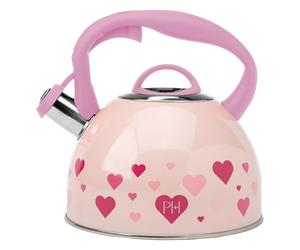 FACKELMANN Paris Hilton - Théière en acier inoxydable au design cœur de 2 l avec poignée Cool Touch et bec verseur - Parfaite pour un usage quotidien - Service élégant et sûr