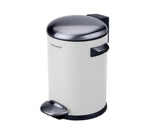 Fackelmann Paris Poubelle à pédale 3 l Blanc mat - Poubelle élégante en blanc, support de sac intégré, 2 poignées de transport, convient pour salle de bain et WC d'invités