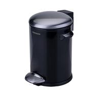 Fackelmann Paris Poubelle à pédale 3 l Noir mat - Poubelle élégante en noir mat, support de sac intégré, 2 poignées de transport, convient pour salle de bain et WC d'invités