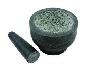 Fackelmann Pilon et mortier 14 cm, Granit Lourd et Durable, Ensemble Bol et broyeur en Pierre, écraser et écraser Les Herbes et Les épices, 17 x 14 x 9,5 cm, Gris moucheté