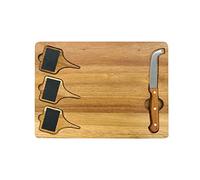 Fackelmann Set à fromage 31807 – Plateau bois avec ardoise et couteau 32,5×23,5×1,8 cm
