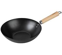FACKELMANN Poêle wok 26 cm - Wok pour cuisiner, ragoût et rôtir - Convient pour cuisinière à gaz, céramique et électrique, manche en bois d'acacia de haute qualité