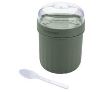 FACKELMANN Pot à déjeuner avec cuillère, 500 ml, vert fumé, passe au micro-ondes et au lave-vaisselle, idéal pour les déplacements