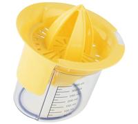 Fackelmann Presse-agrumes double avec récipient gradué en polypropylène 350 ml 13 x 10,5 cm, presse-agrumes avec compteur (couleur : jaune et transparent), quantité 1