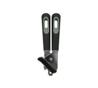 Fackelmann Pro Ouvre-boîte multifonction avec décapsuleur, tête de fonction en acier inoxydable, poignée douce au toucher, 21,5 x 5 x 4,5 cm, noir et gris