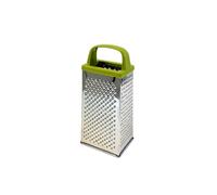 Fackelmann Râpe 4 faces inox et plastique biosourcé 24 cm | Râpez plus vite, 4 faces pour fromages et légumes, Format 23,5 cm, Prise en main stable, Matière PE vert