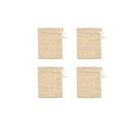 Fackelmann Sachet à Thé Réemployable en Coton avec Cordon | Thé en vrac sans feuilles, Coton avec cordon, Format 10,4 x 8,2 cm, Lot de 4 sachets, Pour infusion