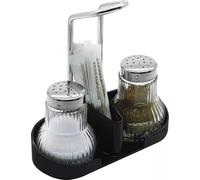 FACKELMANN Service de table en verre, 3 pièces, sel, poivre, cure-dents, hauteur : 150 mm