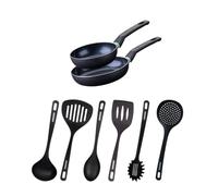 Fackelmann Set 2 poêles céramique 16/20 cm et 6 ustensiles RPET