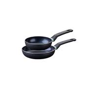 Fackelmann 9429150 Set de 2 poêles antiadhésives revêtement céramique 16 et 20 cm sans PFAS, poêle sans PFAS, poêle aluminium, poêle tous feux, poêle induction, Aluminium, Noir, Vert, 16 et 20 cm