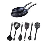 Fackelmann Set 2 poêles céramique 20/28 cm et 6 ustensiles RPET