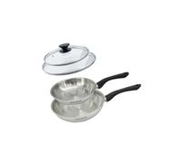 Fackelmann Set 2 poêles inox 20 et 24 cm avec couvercles verre