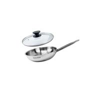Fackelmann Eterna poêl de 24 cm en Acier inox 18/8 et Couvercle en verre pour tous feux et induction, sans PFAS, manche riveté