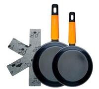 Fackelmann Soft Lot de 2 poêles antiadhésives, 20/24 cm et 2 protecteurs, aluminium forgé, manche Soft Touch ergonomique, antiadhésif, céramique résistante jusqu'à 400 °C, adaptées à l'induction
