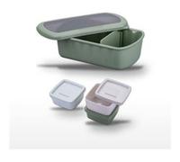 Fackelmann Storage - Lot Lunchbox 1L et 3 Boîtes à Sauce - Plastique PP/PE sans BPA - Vert Vert|Bleu|Beige