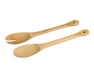 Fackelmann "Tropical Couverts à Salade Ensemble, Bambou, Beige, 34 cm