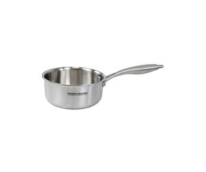 Fackelmann Vita3 Casserole en acier inoxydable triply avec triple fond diffuseur, sans antiadhésif, sans PFA, convient pour induction, gaz, vitro et four, étanchéité parfaite, lave-vaisselle 16 cm