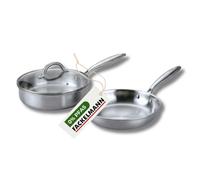 Fackelmann Vita3 Cuisinière en acier inoxydable triply avec triple fond diffuseur, sans antiadhésif, sans PFA, convient pour induction, gaz, vitro et four, étanchéité parfaite, lave-vaisselle 28 cm