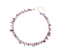 FackLOxc Collier de perles en pierre à longueur réglable, pendentif en acier inoxydable galvanisé, chaîne de cou, bijoux à la mode