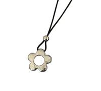 FackLOxc Élégant collier avec pendentif fleur en résine avec cordon en cuir robuste pour les trajets quotidiens, les fêtes et les rendez-vous, Métal