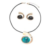 FackLOxc Ensemble collier et boucles d'oreilles en alliage robuste turquoise - Décoration pour femme - Bijoux tendance et portables pour les fêtes
