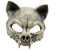 FackLOxc Masque animal demi-visage élégant avec un design unique de crâne de chat, idéal pour les fêtes costumées et les jeux de rôle