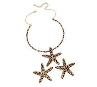 FackLOxc Parure de bijoux avec collier et boucles d'oreilles en alliage imprimé léopard - Accessoires faits à la main pour fêtes et festivals