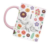 FackLOxc Tasse à boire en céramique avec des illustrations de main de réconfortantes, tasse à café, Unique pour la fête des mères, tasse à fleuri