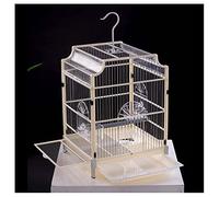 FACMAS Cages à Oiseaux Porte-Cage d'oiseau en Fer forgé en Acier Inoxydable Portable Pet Oiseau Cage Cage Cage de Voyage for Plus de Petits Pinches Canaries Volière Cage (Color : White)