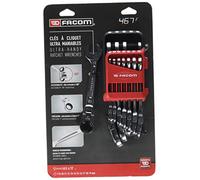 FACOM 467BF.JP12 Jeu de Clé mixtes à cliquet articulée métriques sur étui portatif, Argent, Set de 12 Pièces