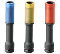 FACOM - Coffret 3 Douilles Longues 1/2" à Choc Renforcées - NSI.3EL - Douilles Renforcées Anti-Chocs - Convient à un Usage Professionnel - Matériau Durable de Qualité