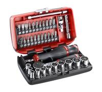 FACOM - Coffret à Douille 1/4" 6 Pans Métriques et Embouts - R2NANO - Coffret Outils Complet - 38 Pièces avec Cliquet, Douilles, Rallonges, Cardan, Poignées - Boîte de Rangement