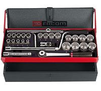 FACOM - Coffret à Douilles - S.442EP - 2 Cliquets, 23 Douilles, 1 Villebrequin, 1 Rallonge, 1 Cadran, 1 Coffret - Outils de Qualité - Longue Durée de Vie - Pour Professionnels et Particuliers