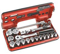 Coffret clé à cliquet étanche à verrouillage BBOX + douilles 1/2' - 6 pans - 21 pièces FACOM SL.DBOX500PB