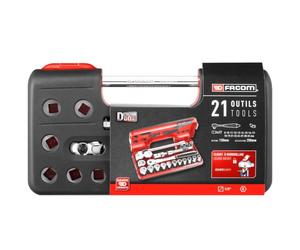 FACOM Coffret Detection Box - Cliquet Manche Rotatif Haute Performance et Douilles 1/2 " 6 Pans Métriques Plus Accessoires - SL.DBOX500PB