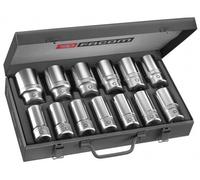 Facom Coffret douilles 3/4'' longues 6 pans métriques, 12 pièces - K.405E