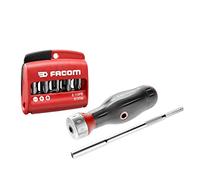 FACOM Composition de Tournevis 3 en 1 Protwist et Jeu Mixte de 10 Embouts - Manche Ergonomique Bi-Matière - Cliquet 45 Dents de Grande Qualité - ATCL.2A3PB