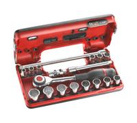 FACOM Jeu de Douilles 3/8" avec Coffret DBOX, 18 Pièces, Cliquet à Poignée Tournante, Boîtier Compact, J.360DBOX112