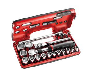 Facom Gamme Facom 1/2 pouce - éléments d'entraînement ouille hexagonale, boîte de détection à cliquet réversible télescopique, 21 pcs. Quantité:1