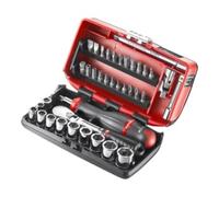 Facom Gamme Facom 1/4" - Eléments d'entraînement, embouts Série 1, clé à six pans creux, clé à cliquet réversible pouce, boîte ultra-compacte 38 pcs. Quantité:1