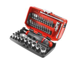 Facom Gamme Facom 1/4" - Eléments d'entraînement, embouts série 1 ouille hexagonale liquet réversible, boîte ultra compacte, 38 pièces. Quantité:1