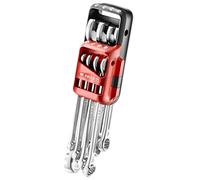 FACOM - Jeu de 8 Clés mixtes avec un Étui portatif (8 - 10 - 11 - 12 - 13 - 14 - 17 - 19 mm ) Fourche Orientée à 15° et fine - Inventaire instantanée., Rouge et Noir, Set de 8 pièces - 440.JP8