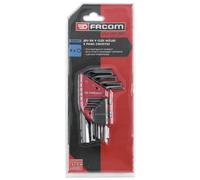 FACOM - Jeu de 9 Clés Mâles Coudées Courtes 6 Pans - 82H.JP9APB - Clés Allen Pour Professionnels et Particuliers - Grandes Résistance et Longévité - Livré dans un Étui à Volet Rabattable