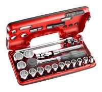 FACOM Jeu de Douilles 3/8" avec Coffret DBOX, 18 Pièces, Cliquet à Poignée Tournante, Boîtier Compact, J.360DBOX112