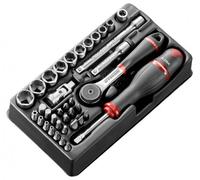 Facom Module douilles 1/4"" 6 pans métriques et embouts - 37 pièces - MOD.R161-66