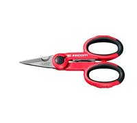 FACOM - Paire de Ciseaux d’Électriciens Gainés - 841A.4 - Branches Surmoulées Bi-Matière Ergonomiques - pour Droitier ou Gaucher - Longues Lames avec Coupe Fil - Outillage à Main