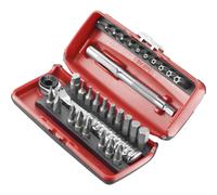 Facom Gamme Facom 1/4" - éléments d'entraînement, porte-embouts, embouts série 1, clé à cliquet réversible, boîte ultra compacte, 41 pcs. Quantité:1