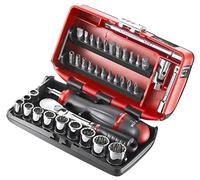 Facom Gamme Facom 1/4" - Eléments d'entraînement, embouts Série 1, clé à six pans creux, clé à cliquet réversible pouce, boîte ultra-compacte 38 pcs. Quantité:1