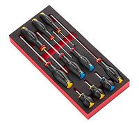 FACOM - Set de 10 Tournevis Cruciformes Protwist en Plateau en Mousse - MODM.AT5 - Poignée en Mousse Bicolore Haute Densité pour Confort et Sécurité - Marquage Laser - Longue Durée de Vie